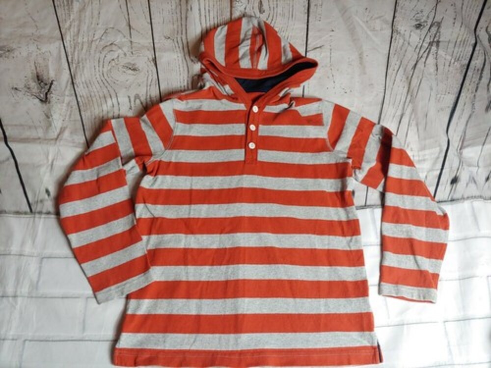 Lands' End Hoodie Boys size medium 10/12 orange gray pullover